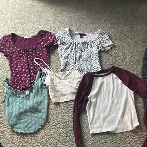 Mixed Womens Tops Bundle - Burgundy, White, Mint